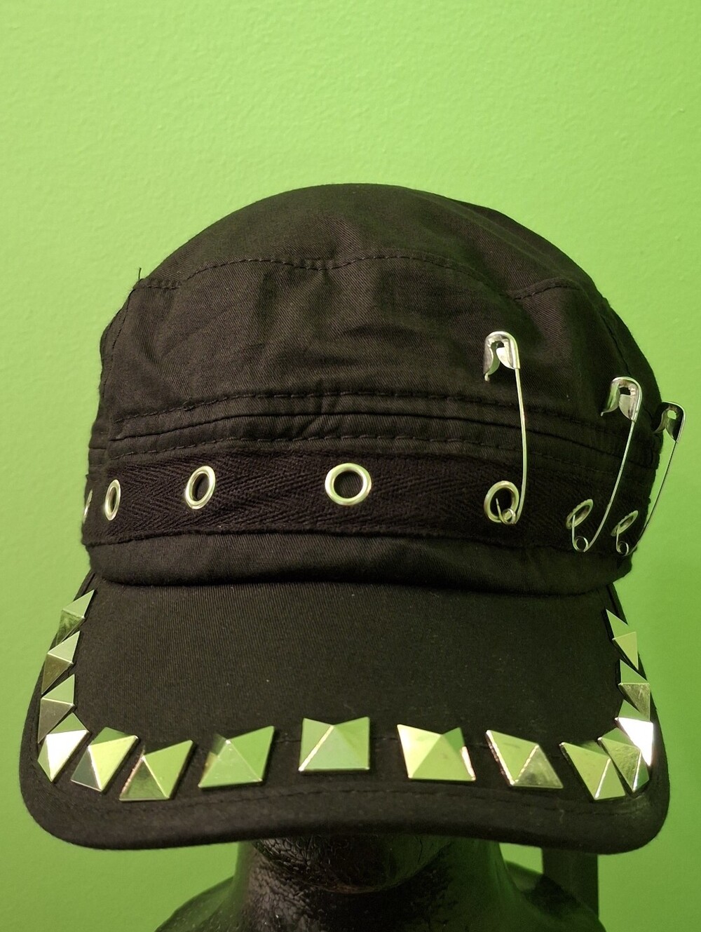Dolls Kill Widow Studded Saftey Pin Cap Hat